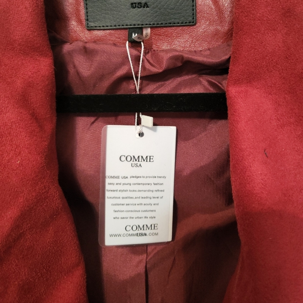 NWT Comme USA Vegan Leather/faux suede asymmetrical zip jacket - Picture 5 of 5